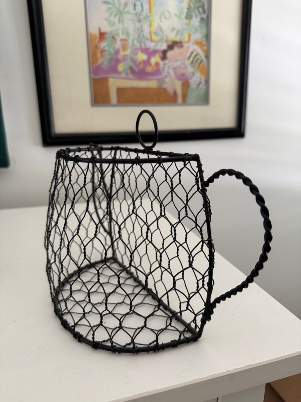 Black Chicken Wire Teapot Shape Wall or Tabletop Basket Farmhouse Cottagecore - Picture 2 of 4